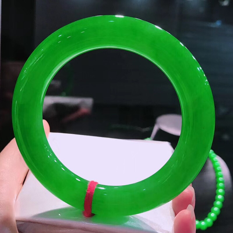 付尾款翡翠手镯玻璃种帝王绿翡翠玉镯缅甸玉石玉