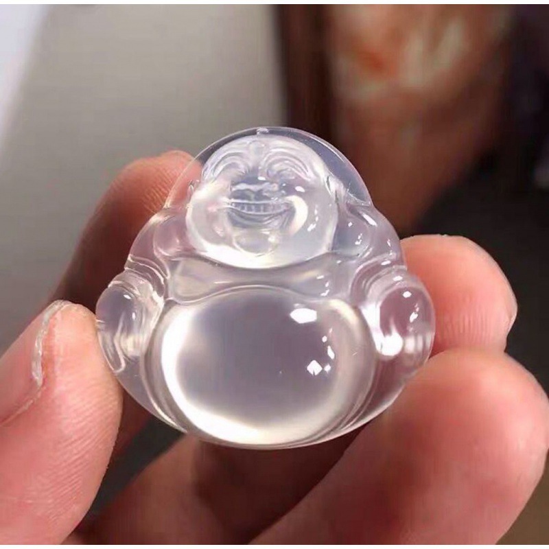 fa白玉髓吊坠马料高冰荧光佛公精美玛瑙玉石弥勒佛挂件直播货源批