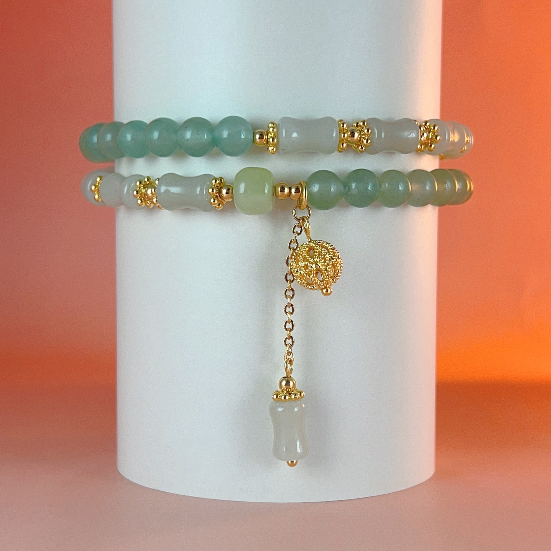 和田玉手链女天然天山翠节节高升手串新中式国潮高级感小众手饰品