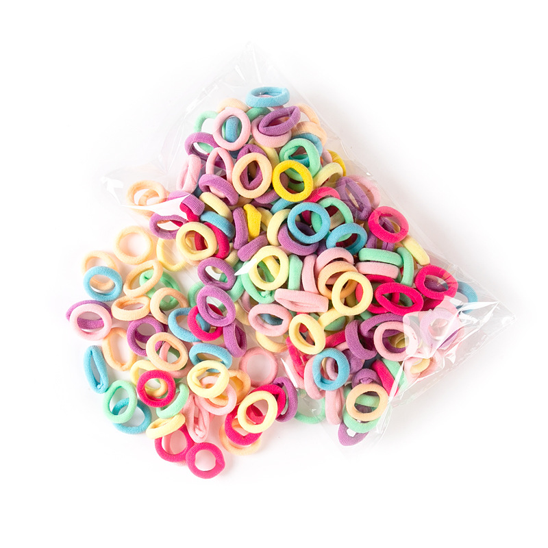 100 Pcs Korean Small Hair Ring Baby Towel Ring Does Not Hurt Hair Rubber Bands Children Macaron Color Hair Accessories for Tying up the Hair