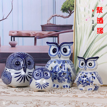 新中式景德镇陶陶瓷雕塑动物摆件家用复古青花瓷密封罐摆件批发
