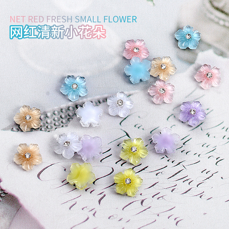 Internet Celebrity Little Flower Nail Ornament Ins Idyllic Minimalist Flower Color DIY Cartoon Resin Fingernail Decoration