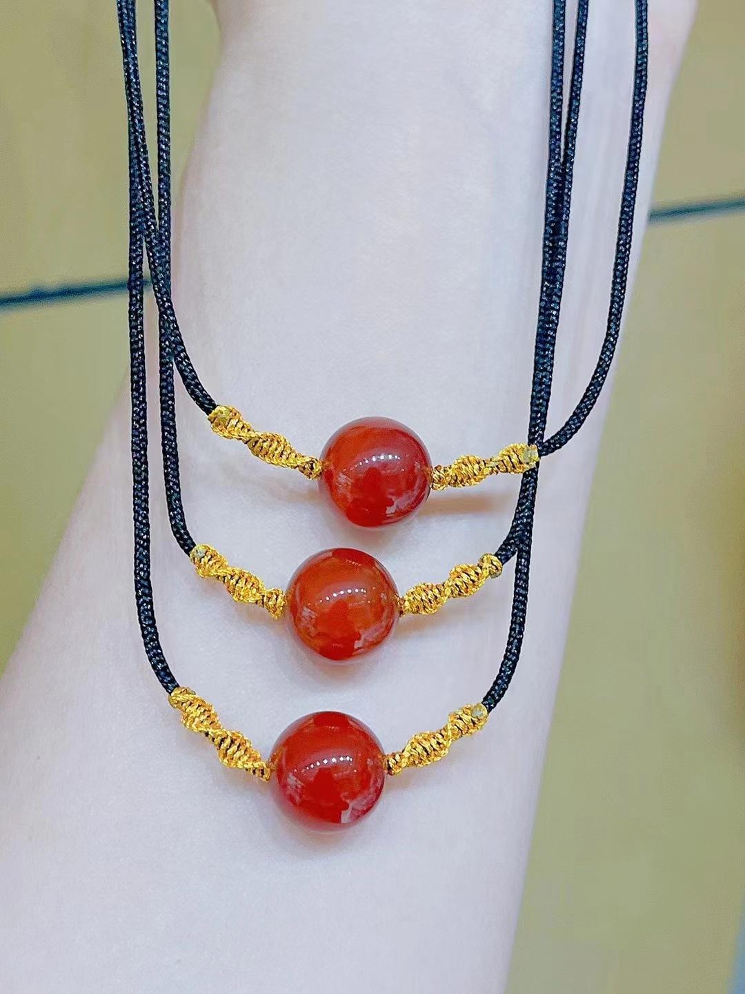 鸿运当头玛瑙转运珠手工编绳项链吊坠有求必应新款小红书爆款批发