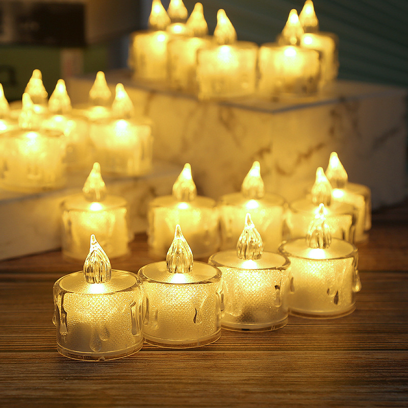 LED Electronic Candle Luminous Tealight Transparent PVC Smoke-Free Korean Style Atmosphere Tears Candle Girl Heart Small Night Lamp