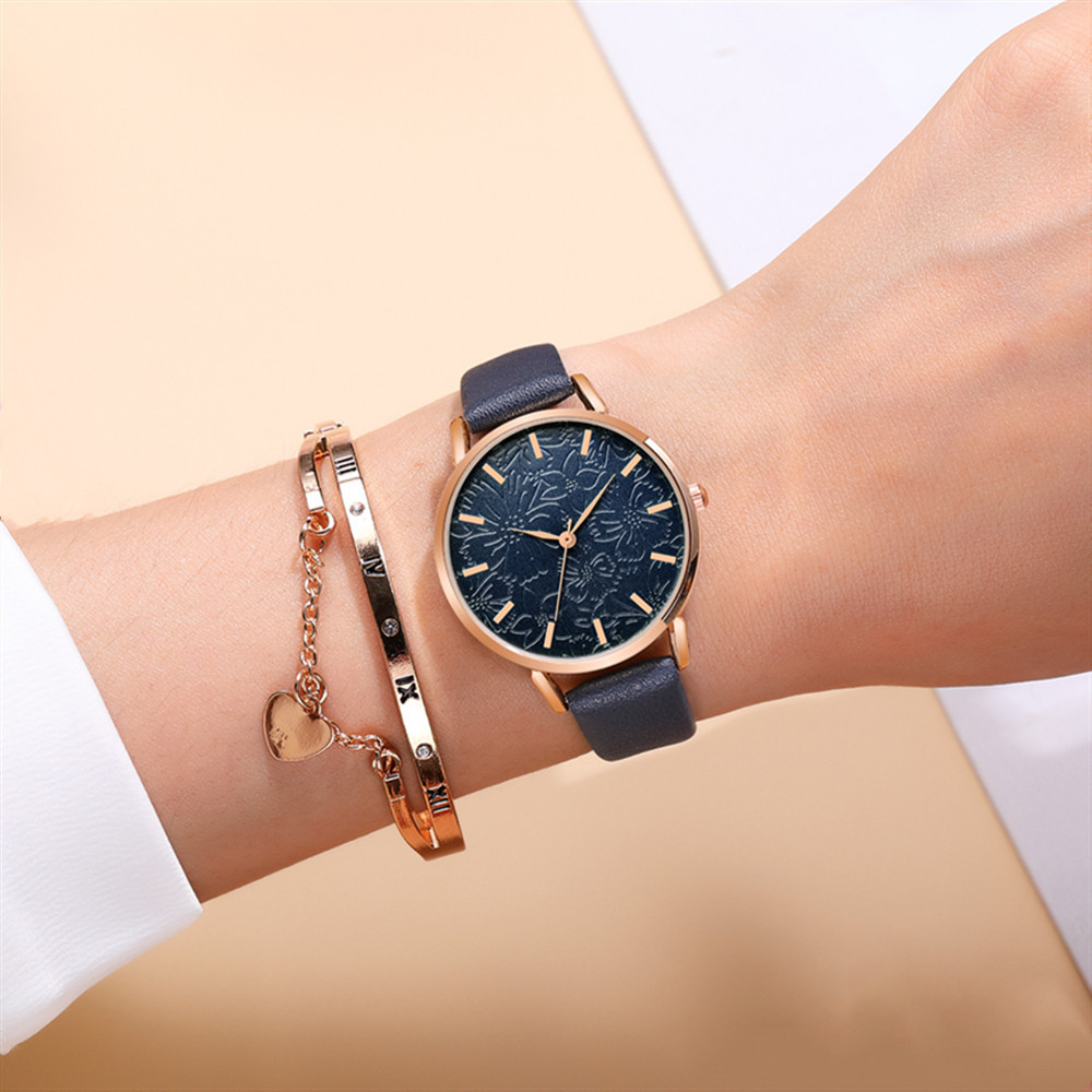 潮流细皮带女士休闲手腕表 民族风印花面石英休闲皮带表watch