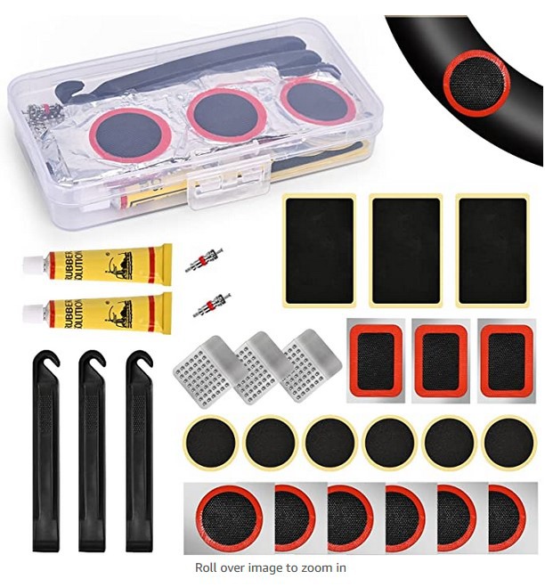 Bicycle Tyre Mending Tools Combination Bicycle Cold-Patch Glue Pry Tire Bar Glue-Free Tire Patches Tire Repair Tool Box