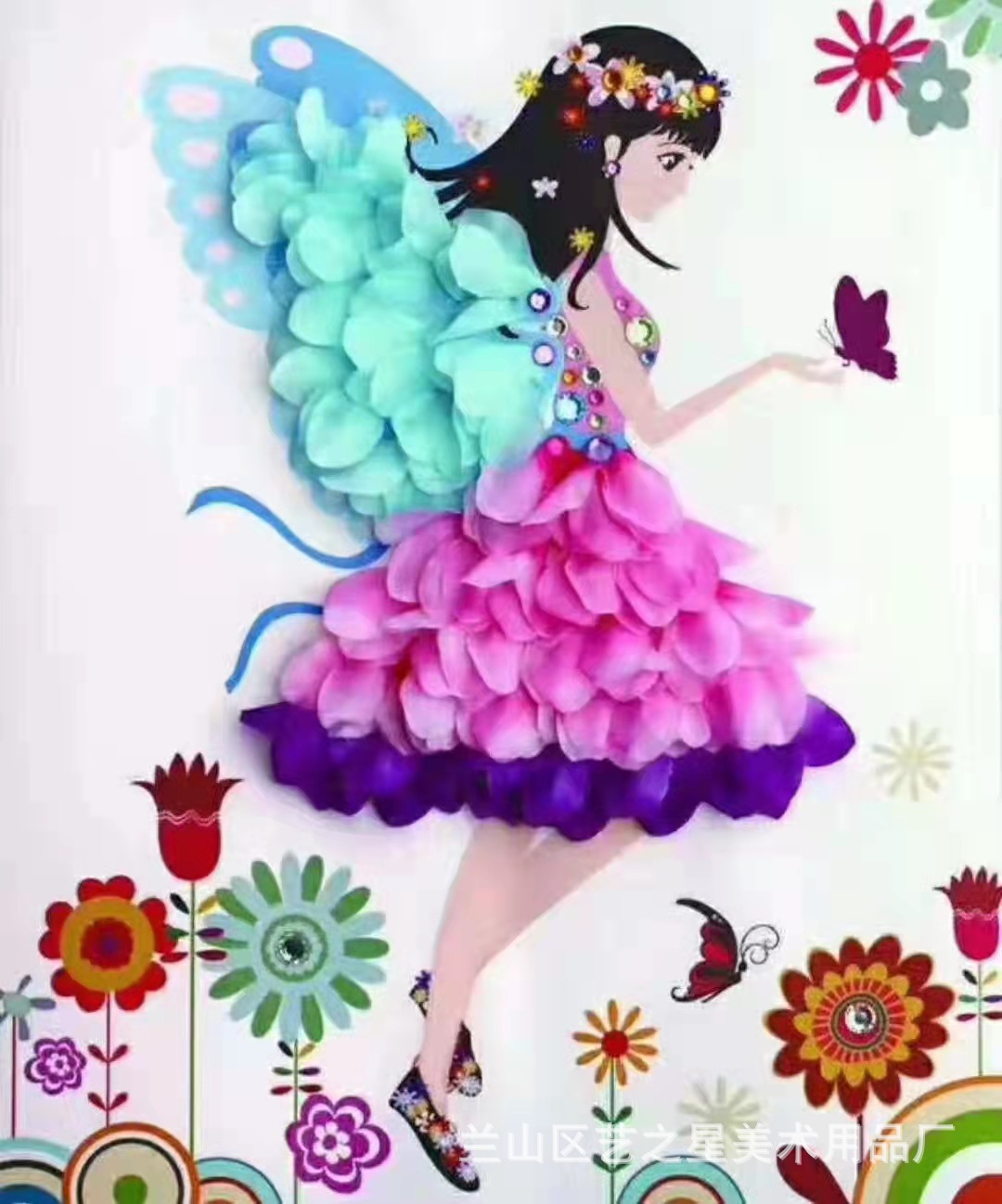 手工花朵画 宝宝幼儿园儿童diy制作材料包益智钻石花瓣创意粘贴画