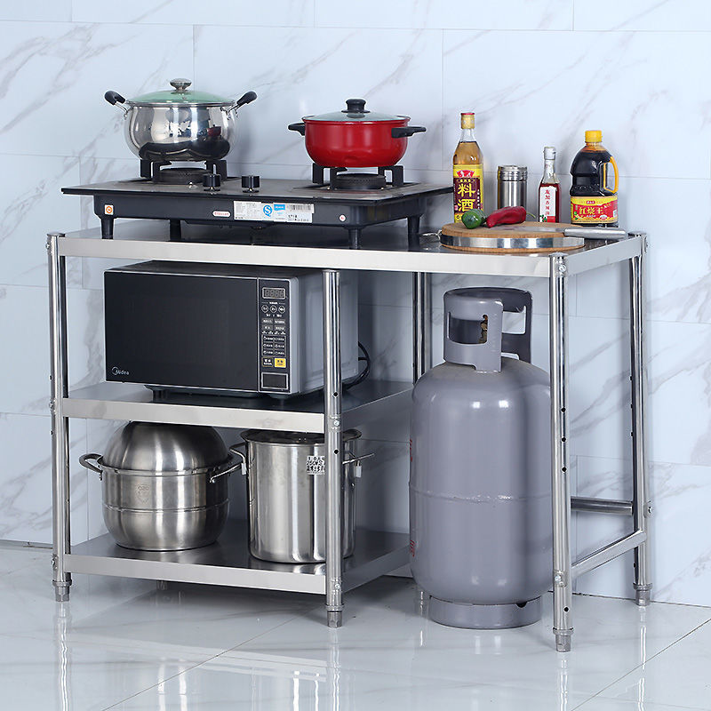 煤气灶架厨房不锈钢置物架操作台落地式收纳架液化气架子灶台架