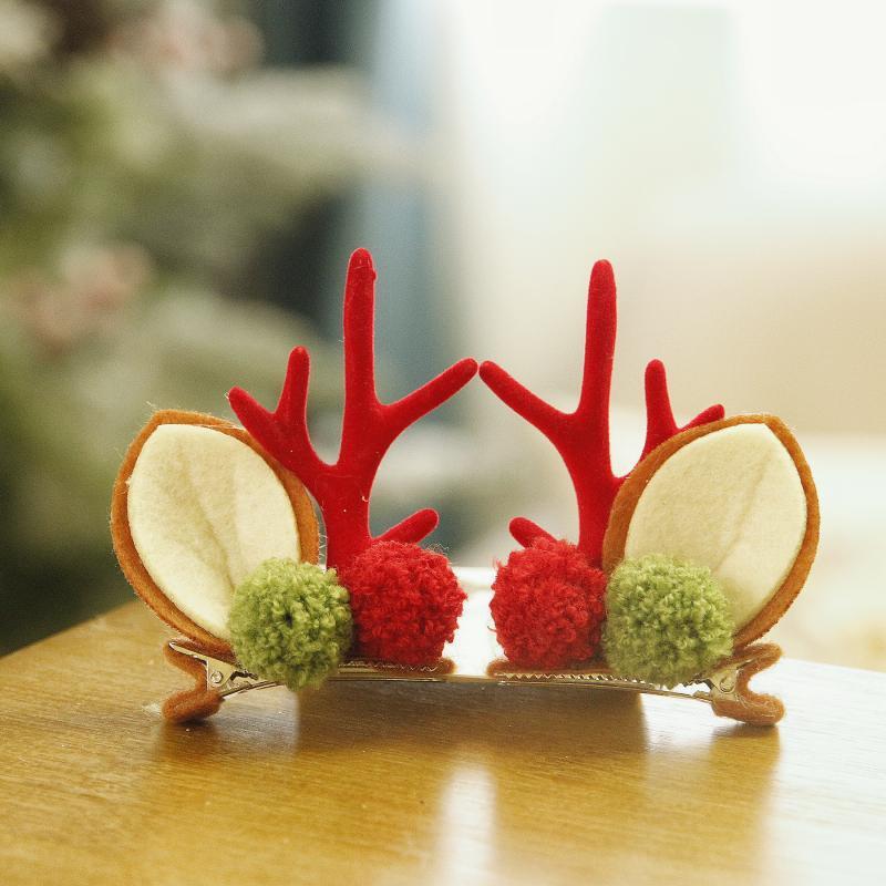 Christmas Barrettes New Antlers Hair Accessories 2023 Christmas Festival Online Influencer Cute Elk Horn Antlers Jewelry Headdress a Pair of Hairclips