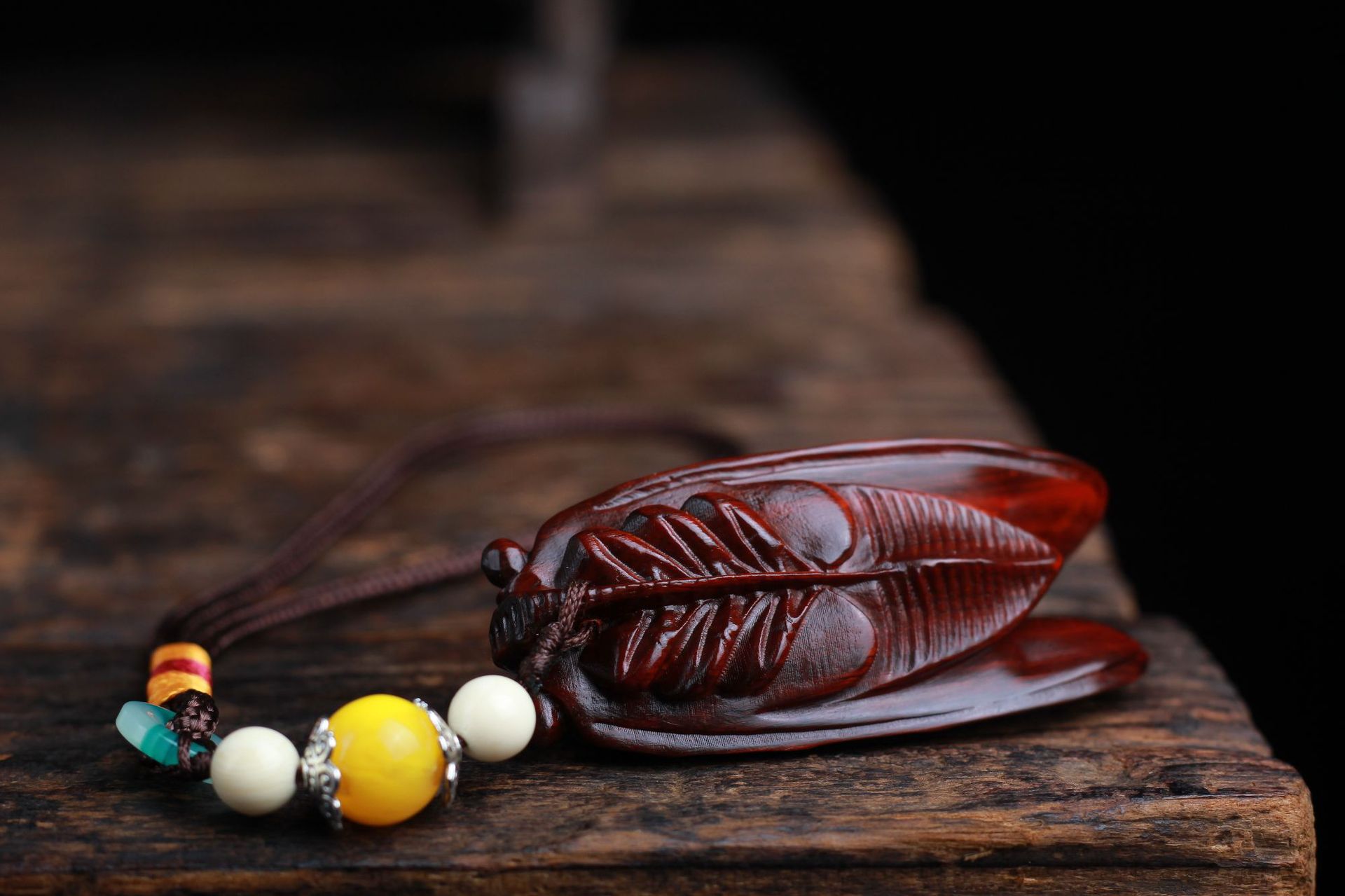 小叶紫檀复古可爱知了金蝉木雕手把件文玩木质工艺品金蝉挂件