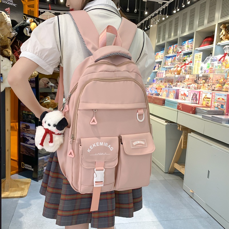 Backpack Women's Korean-Style Ins Large Capacity Junior High School High School and College Student Schoolbag Simple Casual Style Letter Backpack