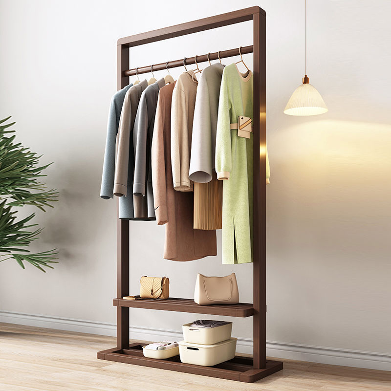 实木衣帽架落地卧室换鞋凳挂衣架一体式门口挂衣架家用可坐鞋架