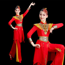 古典舞演出服女飘逸中国风2022新款扇子舞打鼓服套装秧歌舞蹈服装