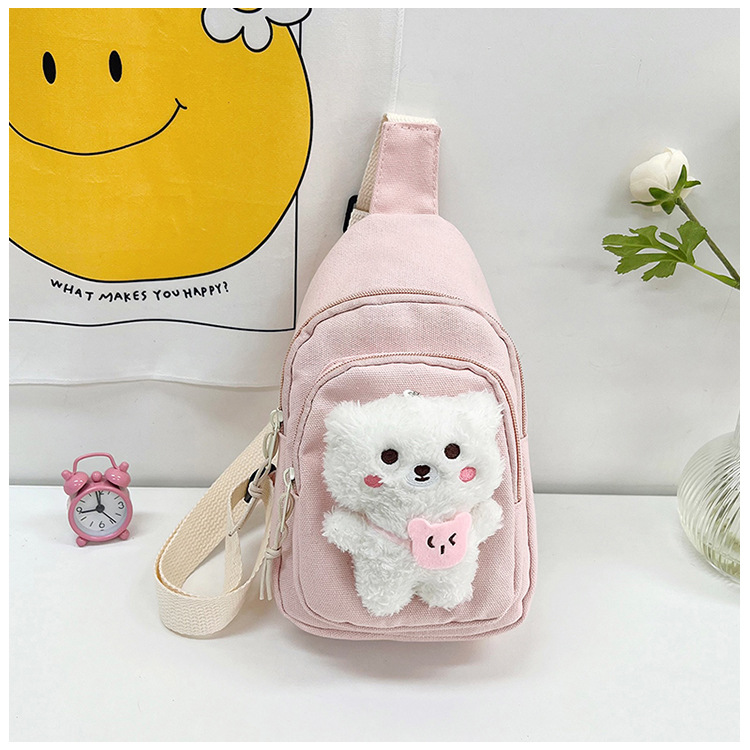 2023 New Bear Children's Chest Pack Cute Cartoon Shoulder Messenger Bag Outdoor Portable Change and Mobile Phone Bag