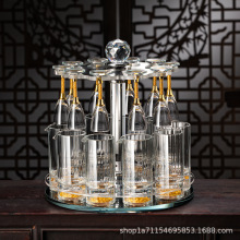 中式高脚白酒杯分酒器套装轻奢高档家用小酒盅一口杯水晶烈酒杯子