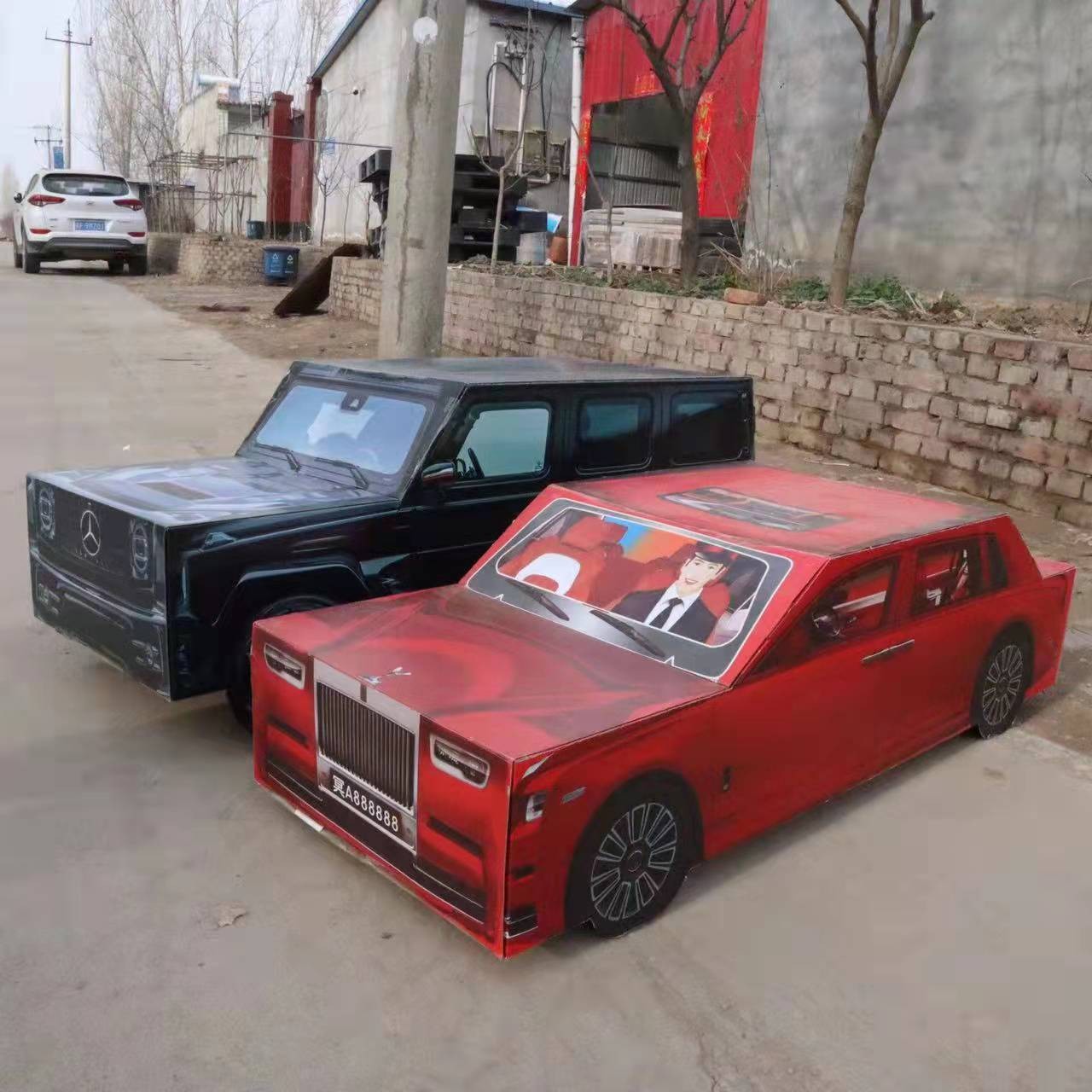 汽车瓦楞纸殡葬用品白事用品清明扫墓烧纸花圈寿衣纸扎纸活丧