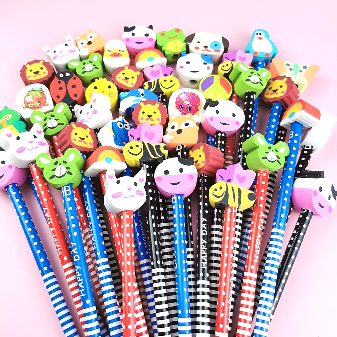 可爱卡通动物橡皮头hb铅笔老师奖励小学生小礼品奖品批发文具用品
