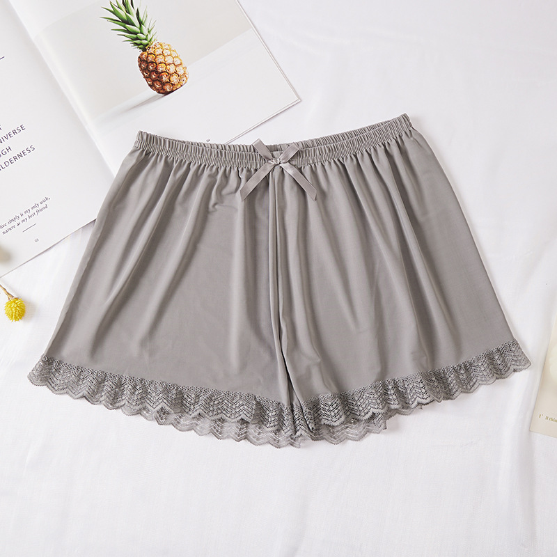 Women's Safety Pants for Outer Wear Summer Ice Silk Bow Lace Loose Anti-Exposure plus Size Base Shorts Safety Pants