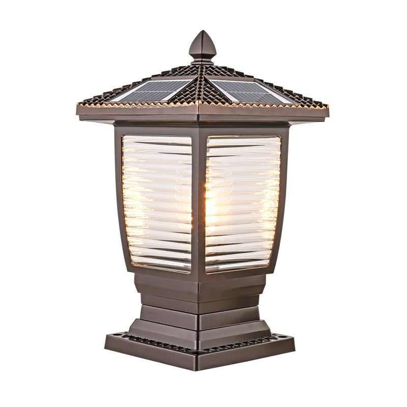 New Chinese Style Pillar Lamp Outdoor Community Solar Wall Lamp Waterproof Garden Lamp Landscape Lamp Outdoor Lights Cross-Border