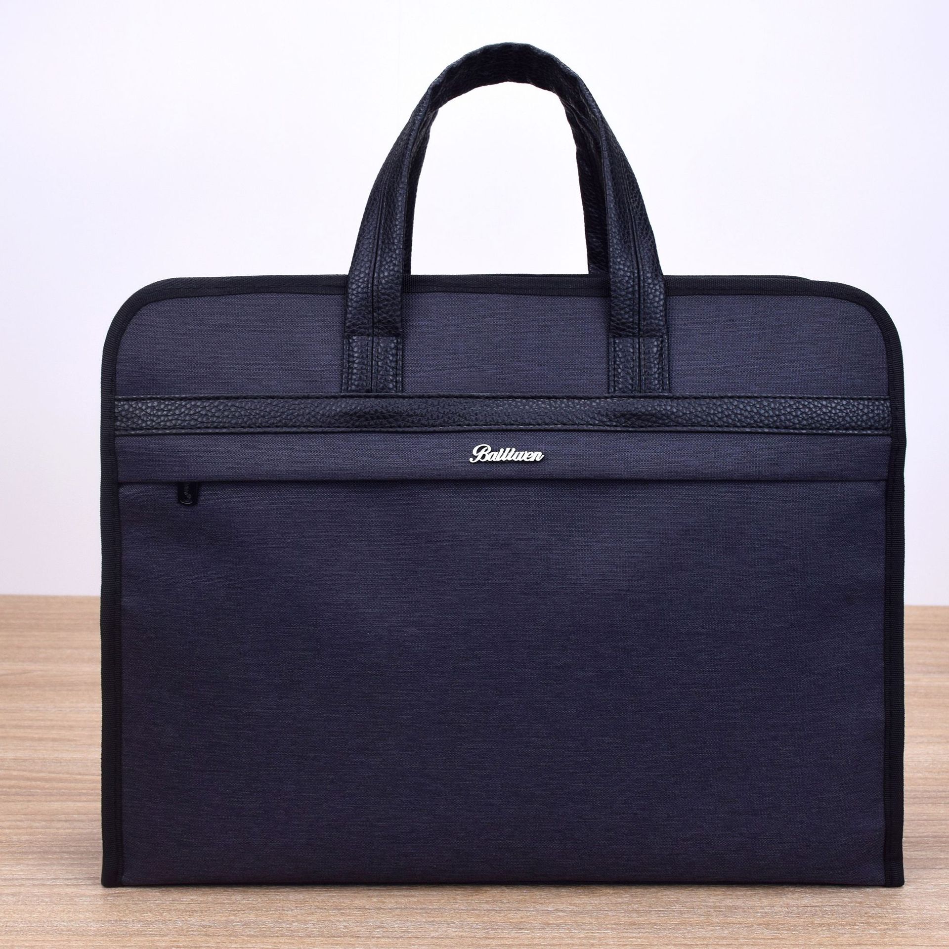 百利文底部加宽手提公文袋牛津布商务公文包女男士内衬会议袋印字