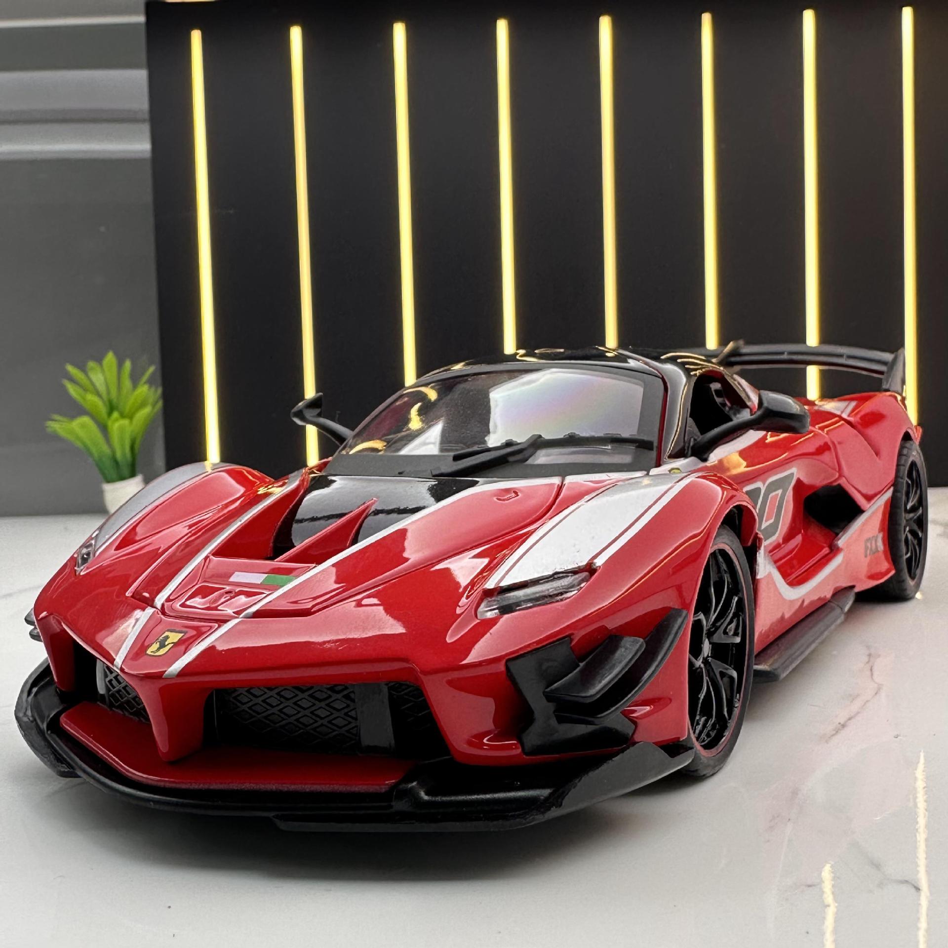 恒腾1:24法拉fxxk跑车合金车模声光回力男孩玩具汽车模型摆件收藏