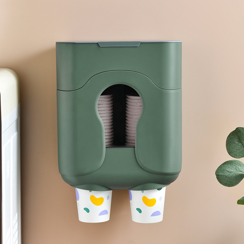 一次性杯子挂架自动取杯器纸杯架水杯挂壁式置物创意收纳家用架子