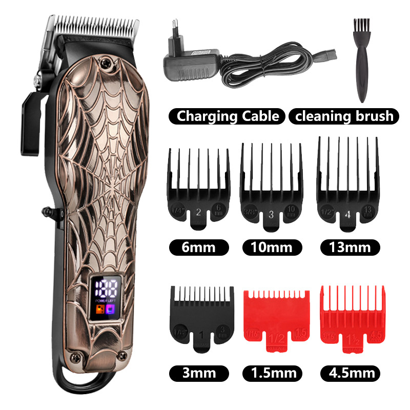 Cross-Border Hot Selling USB Charging Hair Clipper Speed Adjustable Power Display Intelligent Electric Clipper Clippers Amazon