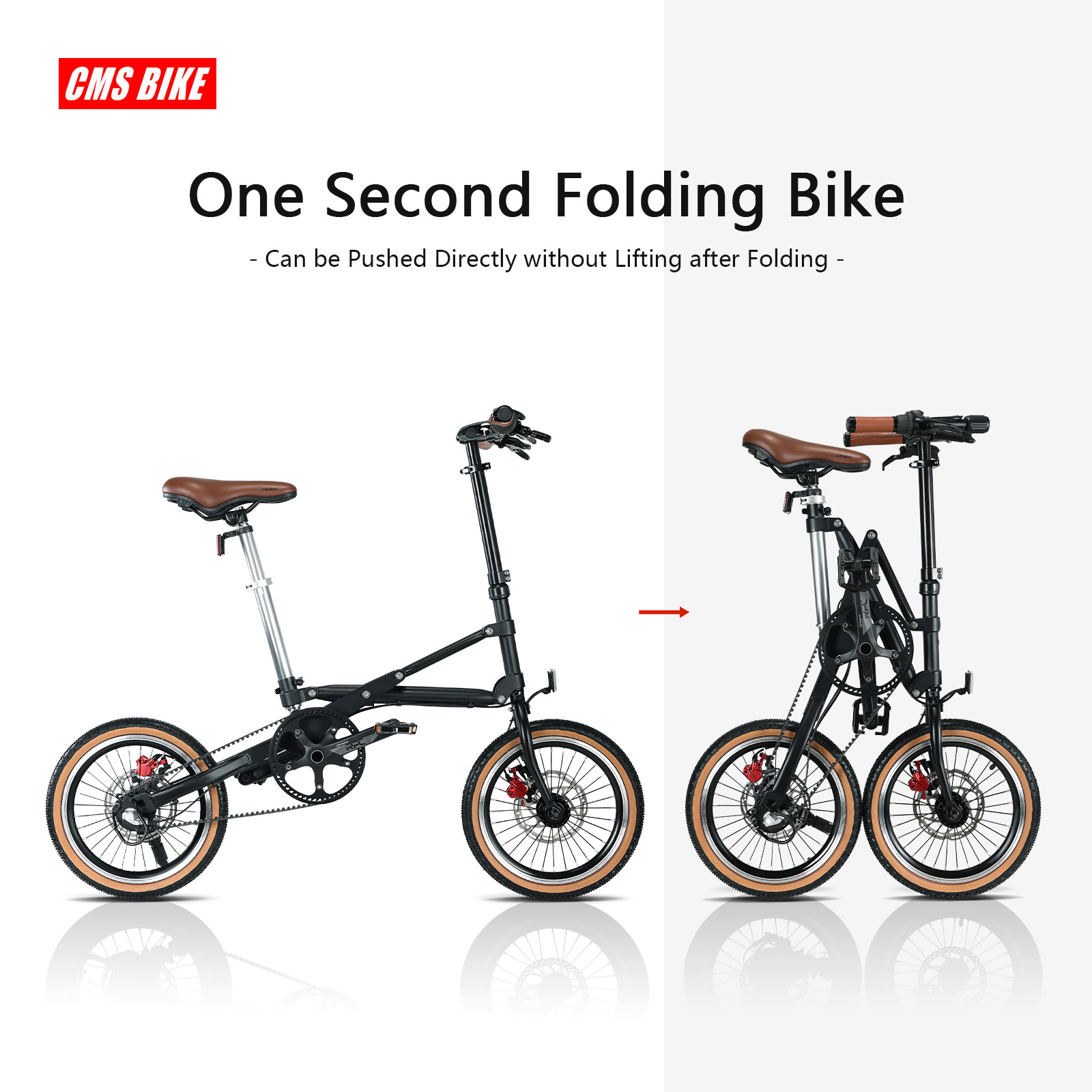 跨境亚马逊皮带传动内变速一秒折叠自行车16寸成人男女式油刹单车