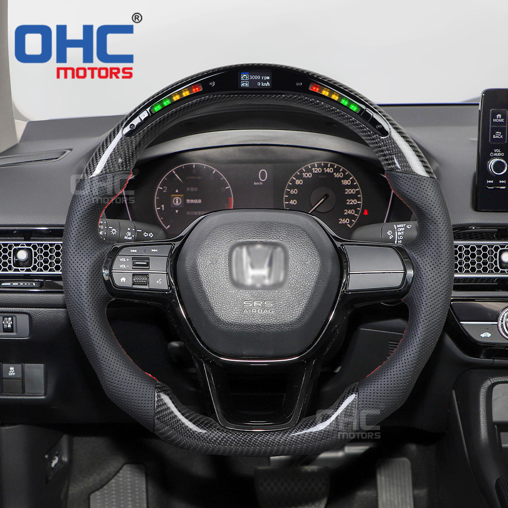 适用于本田思域11代 led 碳纤维汽车方向盘改装专用honda civics