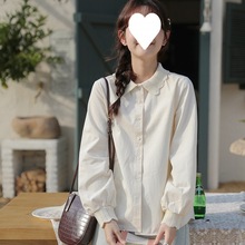 2024春季新款韩版甜美复古拼接长袖衬衫女设计稿休闲时尚ins上衣