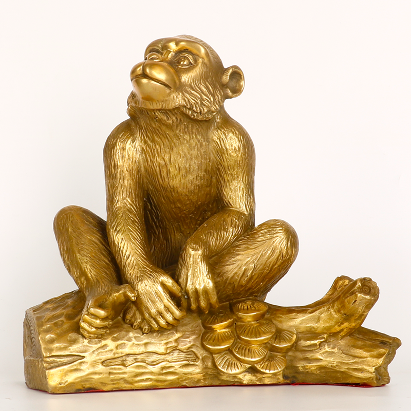 w1tr铜猴摆件猴子风水家居工艺品十二生肖猴吉祥物摆件办公室风水