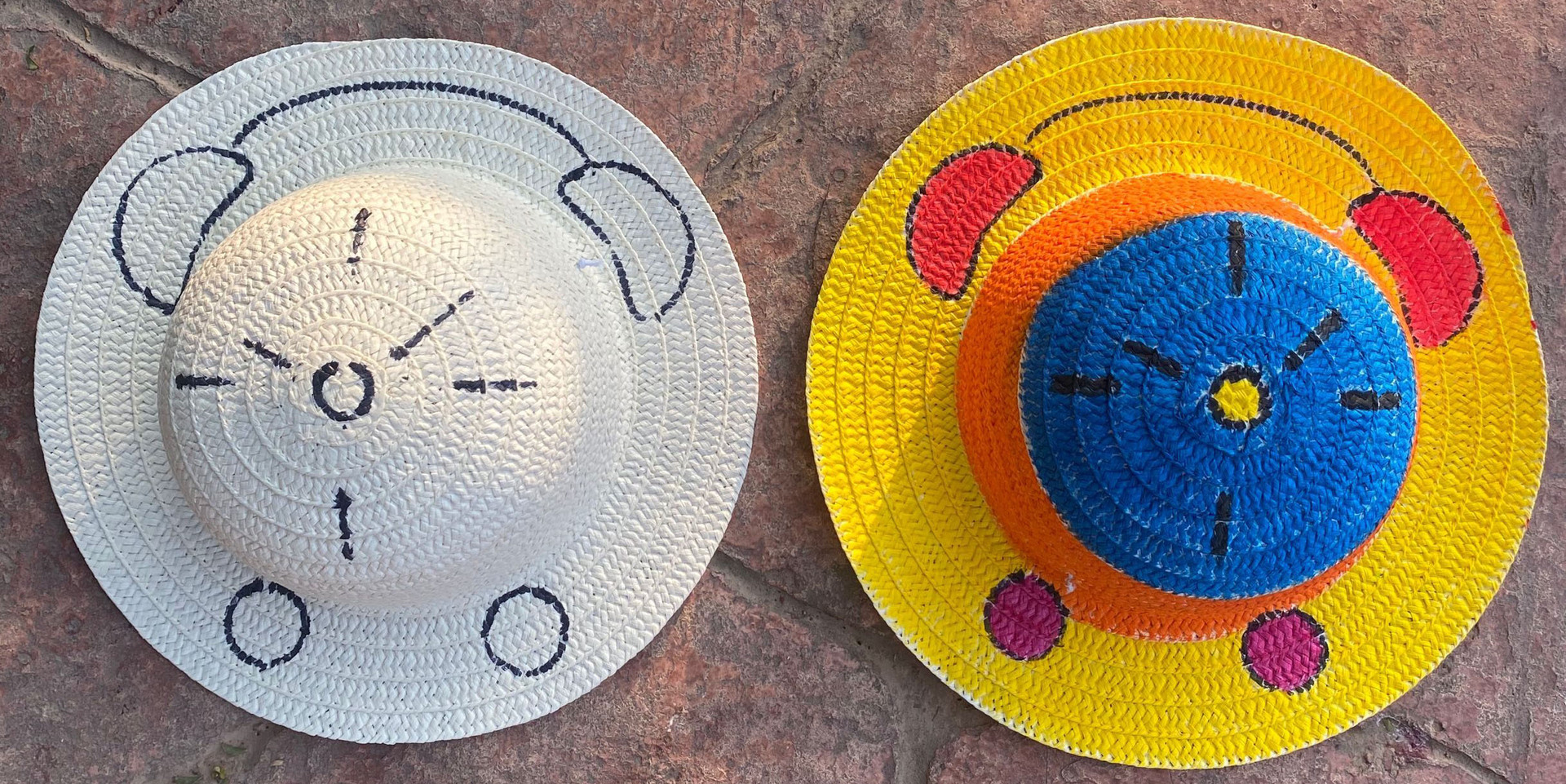 大童成人绘画草帽儿童地摊35cm涂鸦草帽diy地摊货源手工制作材料