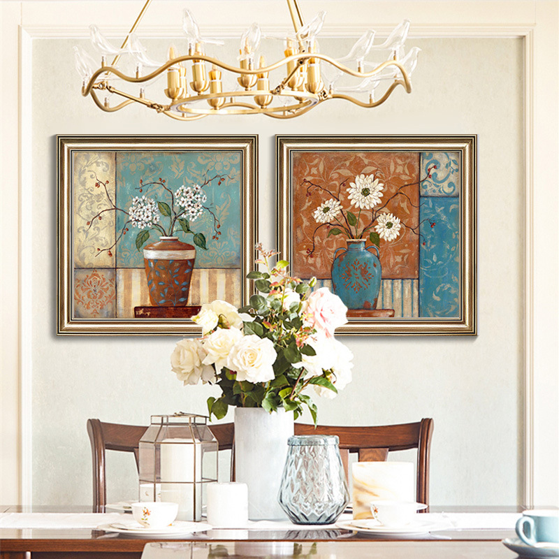 美式餐厅装饰画饭厅 小组合挂画田园乡村风 壁画酒店墙面饭店创意