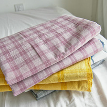 水洗棉床单单件新品 学生宿舍男单人床格子新品100被单枕套三件套