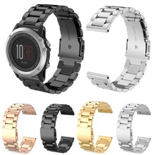 适用佳明Fenix 6X/5X/3HR不锈钢三珠不锈钢钢带手表表带26mm宽度