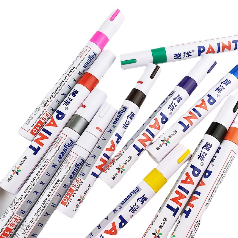 Overseas White Painting Pen Marking Pen Low Odor Tire Paint Fixer Furniture Tile Oily Marker Package