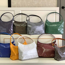 Goyard/戈雅荔枝纹牛皮女包hobo棉麻腋下托特包子母购物袋单肩包
