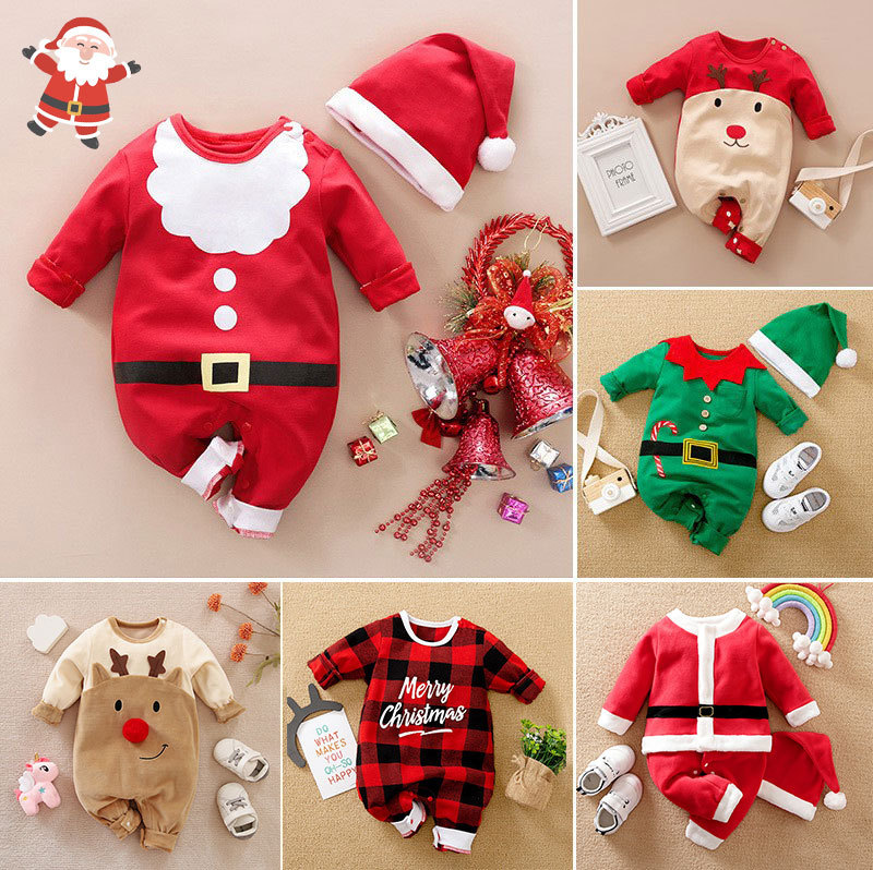 baby one-piece clothes long sleeve christmas clothes autumn and winter baby cross-border newborn one-piece romper bag fart romper