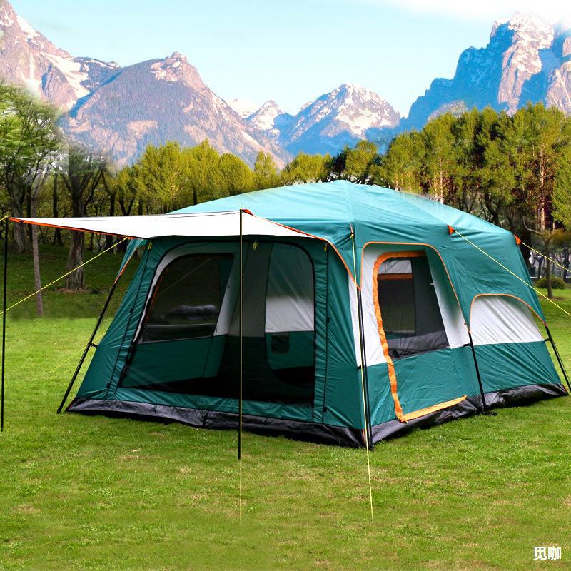 两房一厅户外双层帐篷野营防暴雨防晒8人10人12人公园多人大帐篷
