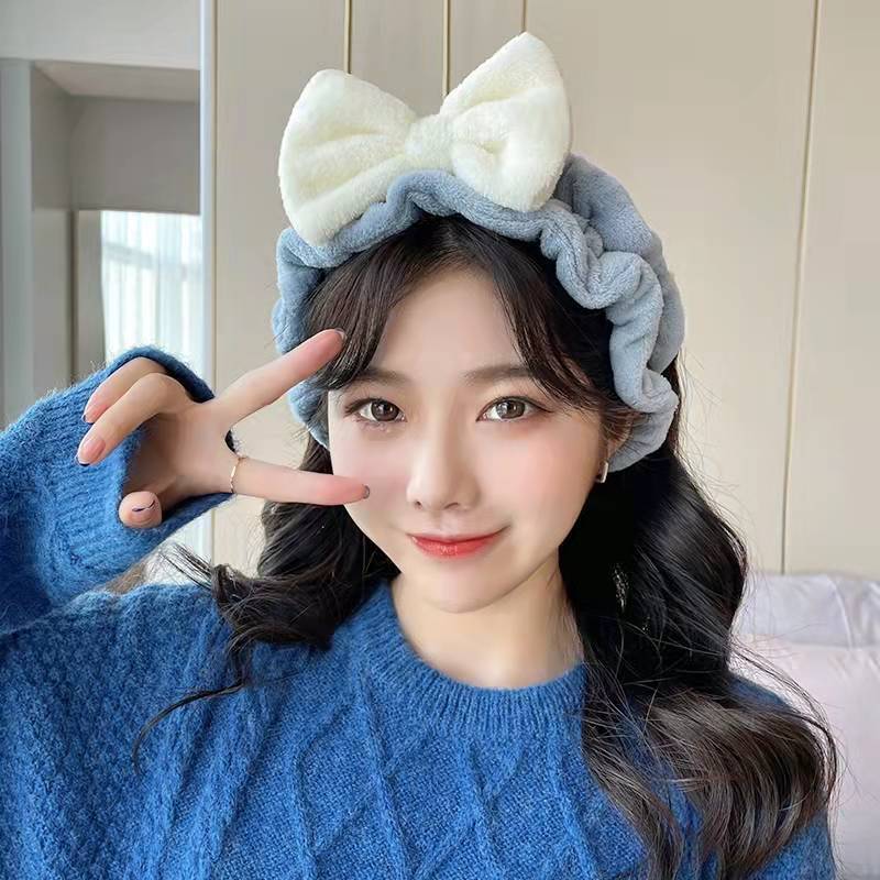 蝴蝶结洗脸发带女韩版防滑头箍束发带批发网红化妆敷面膜头饰