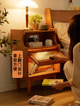 BK9K批发实木床头柜简约现代小户型智能收纳柜子原木樱桃木色卧室