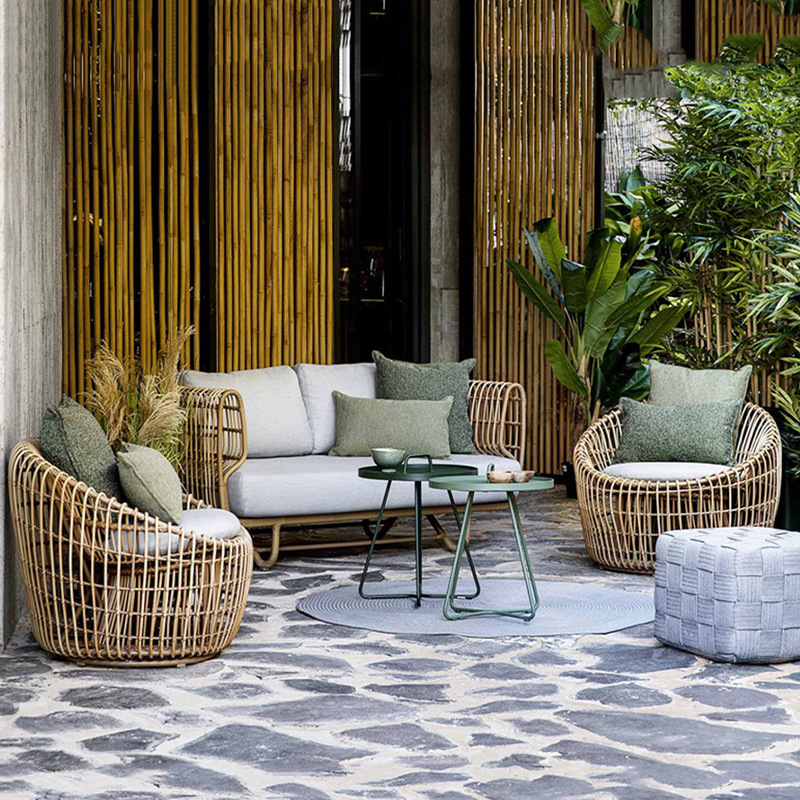 户外藤编沙发东南亚风印尼室外沙发组合别墅酒店阳台休闲藤椅家具