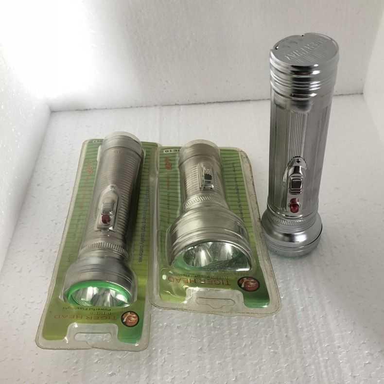 老式手电筒特亮led小灯泡不锈钢怀旧登山单双节电筒老款户外照明