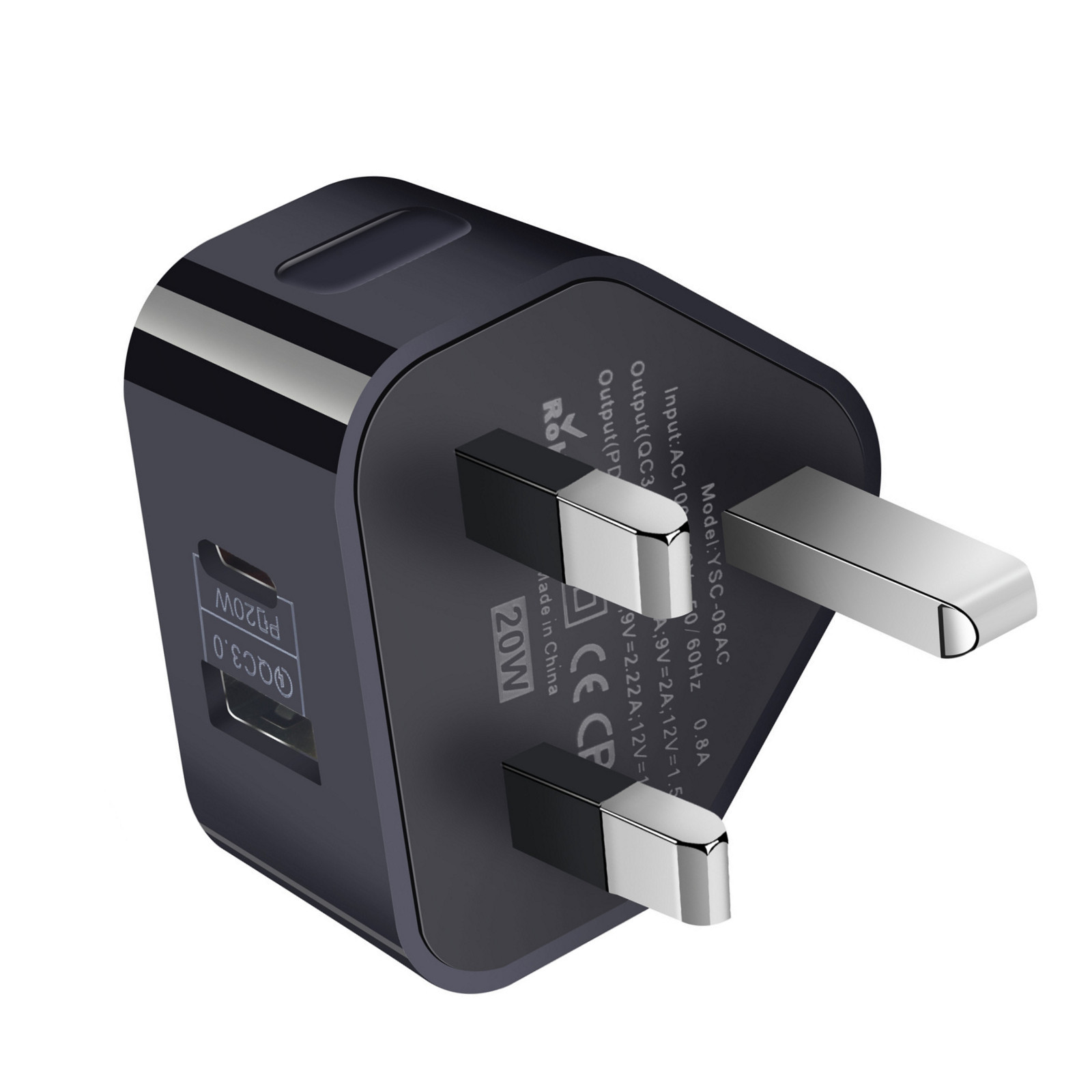 pd充电器 20w英规充电器 type-c qc3.0三角形英规充电器 pd适配器