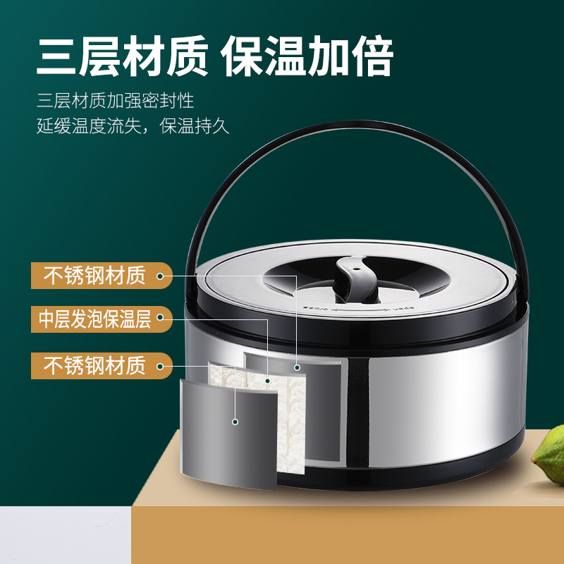 Amazon Cross-Border Stainless Steel Large Capacity Insulated Pot Insulated Bucket Rice Bucket Ice Bucket Set Commercial Milk Tea Bucket