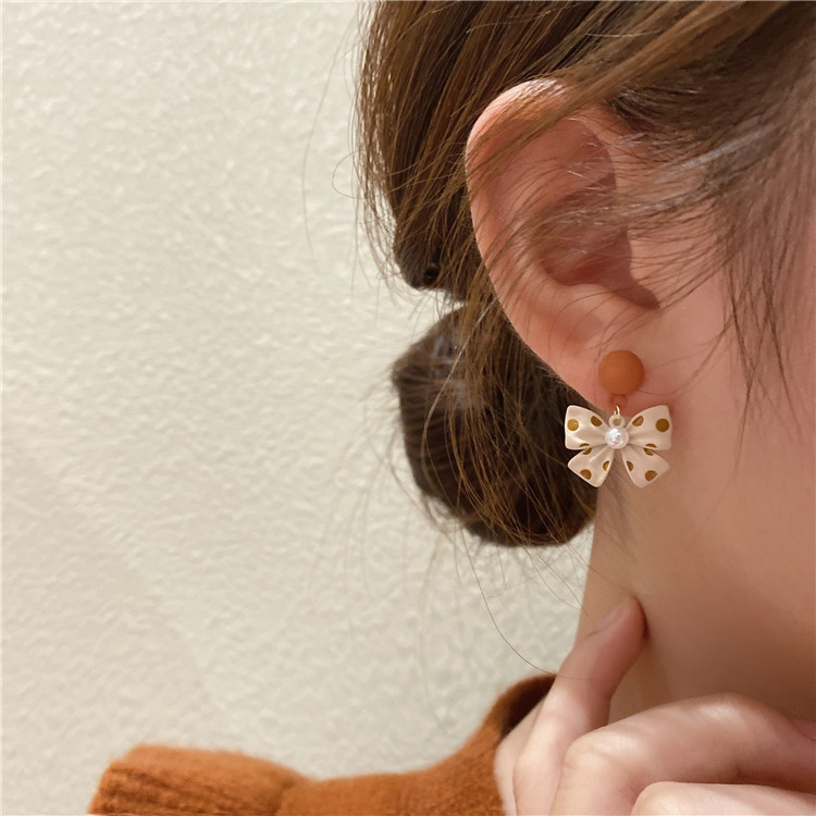 Korean Earrings New Trendy Women's Bow Pearl Earrings Refined Grace High Sense Earrings Ear Studs Wholesale