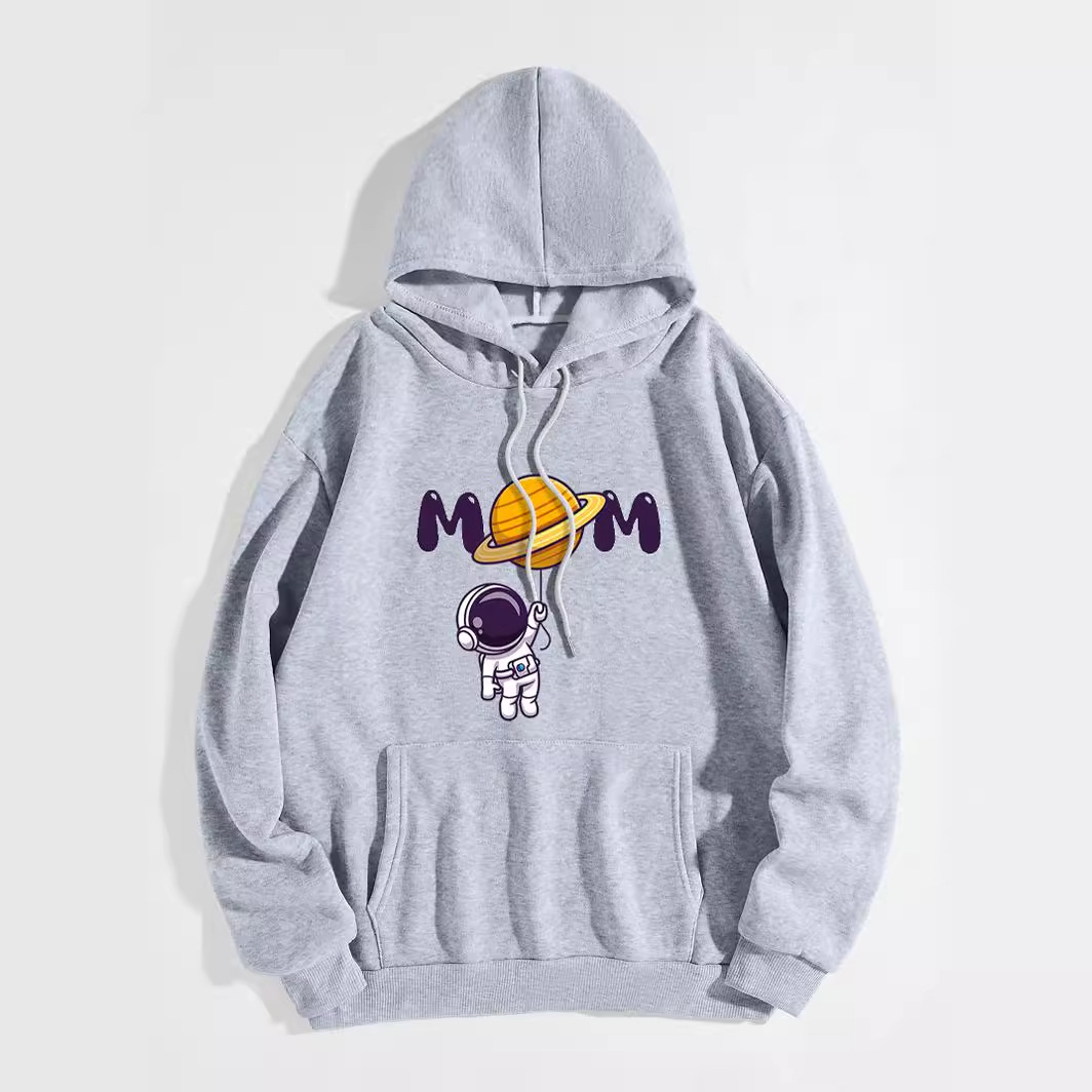 mom宇航员连帽衫 欧美连帽卫衣 素色字母卫衣 oversized hoodie