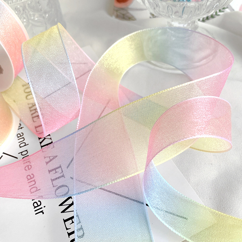 Gradient Dream Color Organza Tape Silk Ribbon Webbing Ribbon Ribbon DIY Handmade Bow Cake Gift Packaging Material