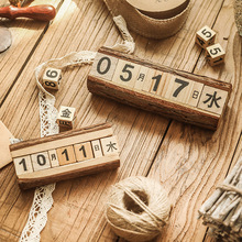 复古个性创意木质木头日期小日历摆件原木桌面餐桌装饰品摄影道具