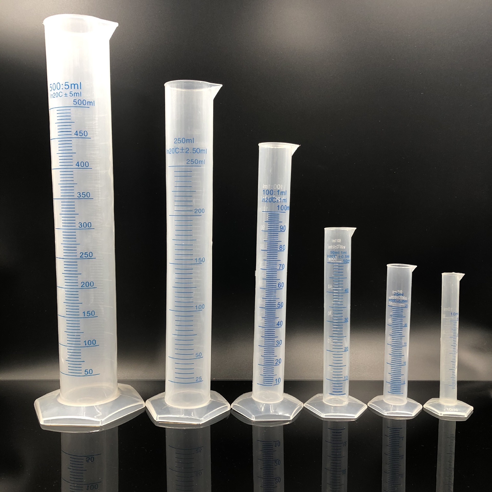 实验室pp塑料量筒 耐酸碱透明刻度量筒 六角底座塑料量筒定制